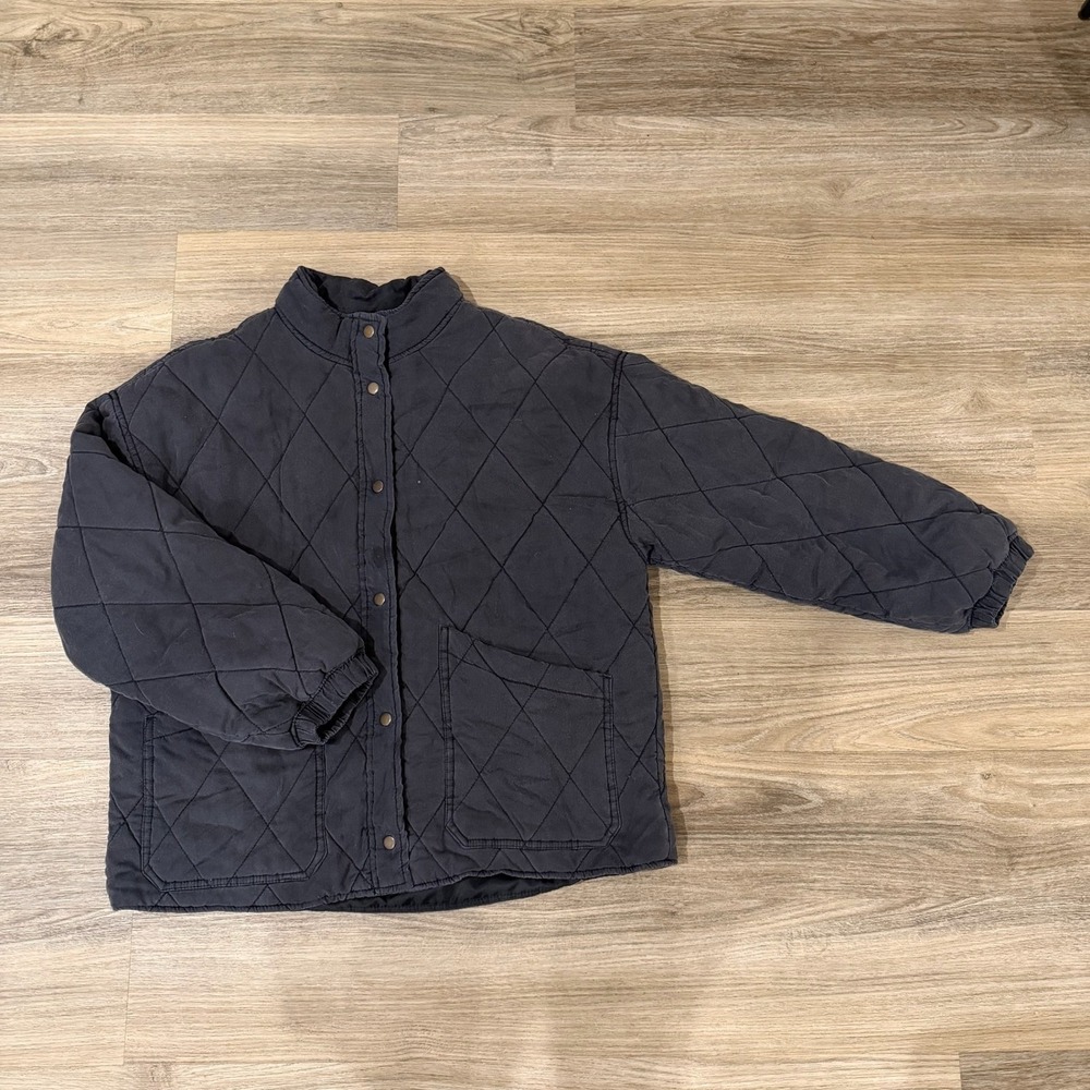 Sanctuary Quilted Puffer Jacket Womens XL Gray Black Lightweight Coat‎